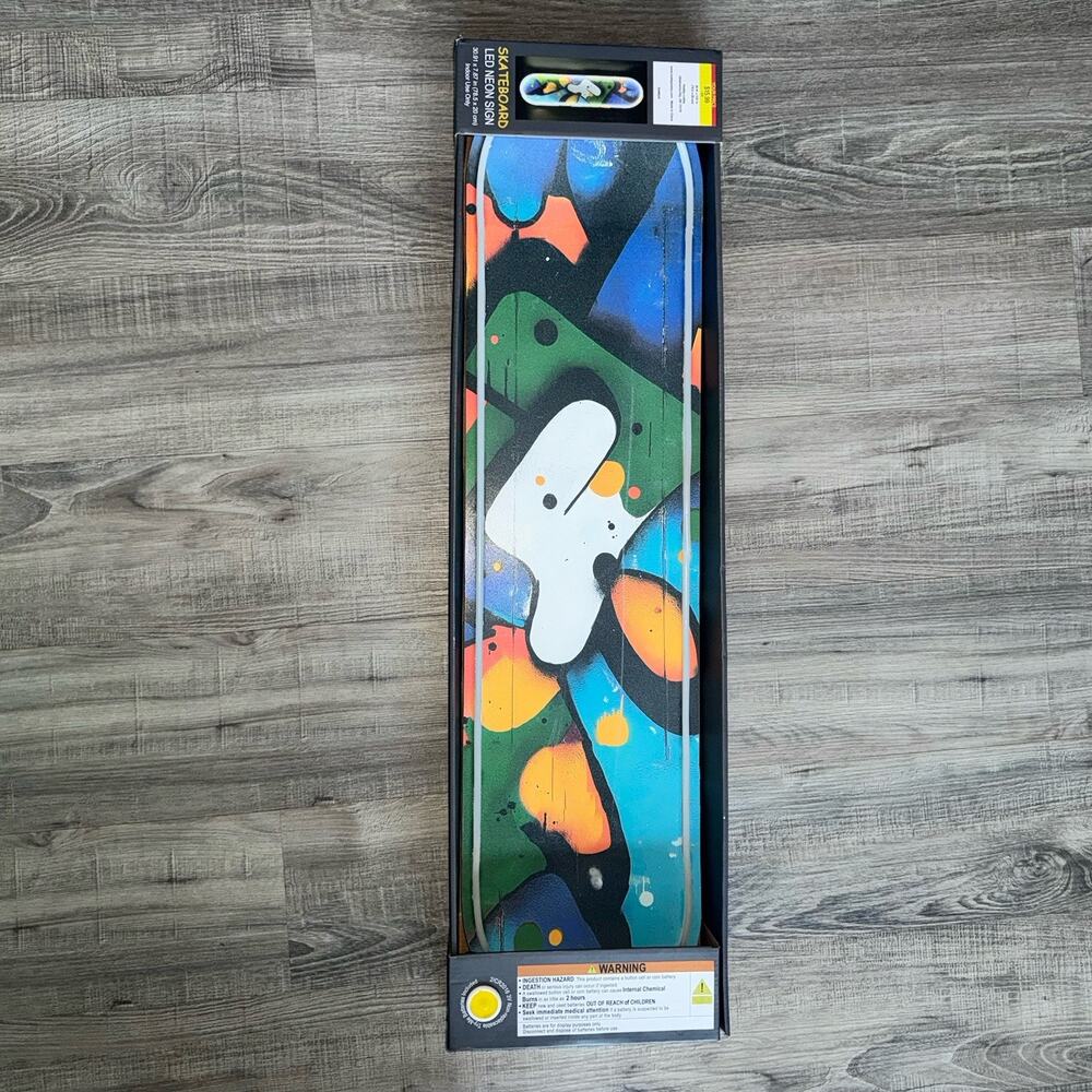 Hobby Lobby Skateboard LED Neon Sign 30.91” Wall Decor Multicolor NIB Man Cave